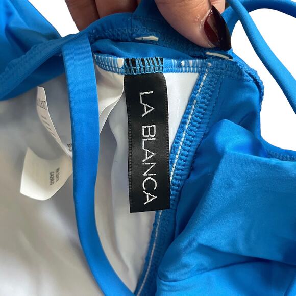 La Blanca Island Goddess Multi-Strap Cross-Back One Piece Capri Blue Size 4 - Picture 5 of 8